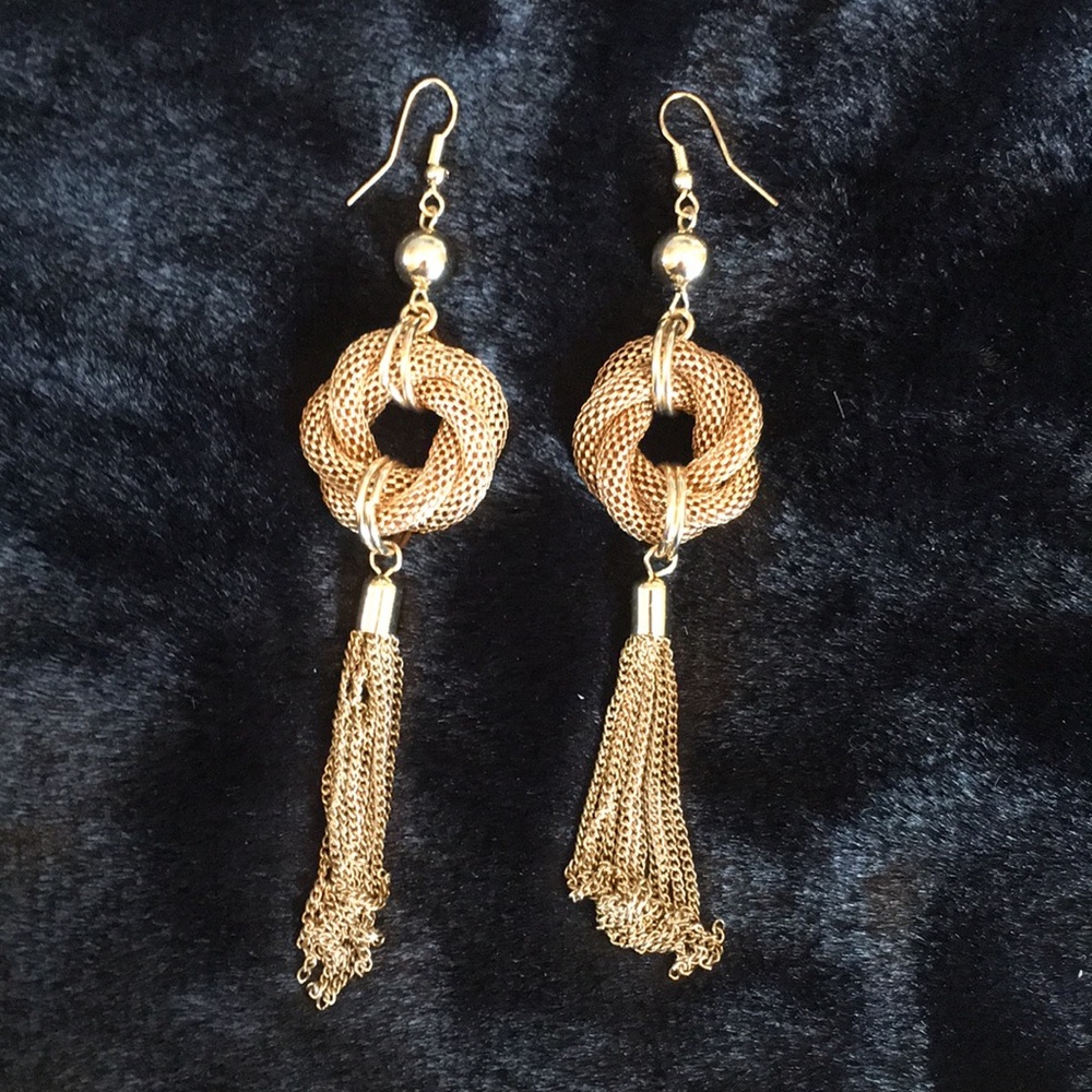 Vintage Gold-Tone Dramatic Dangling Earrings - image 1